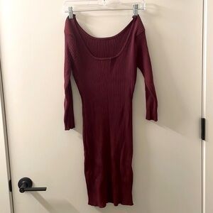 Mariah Scoopneck Ribbed Long Sleeve Sweater Dress NWOT